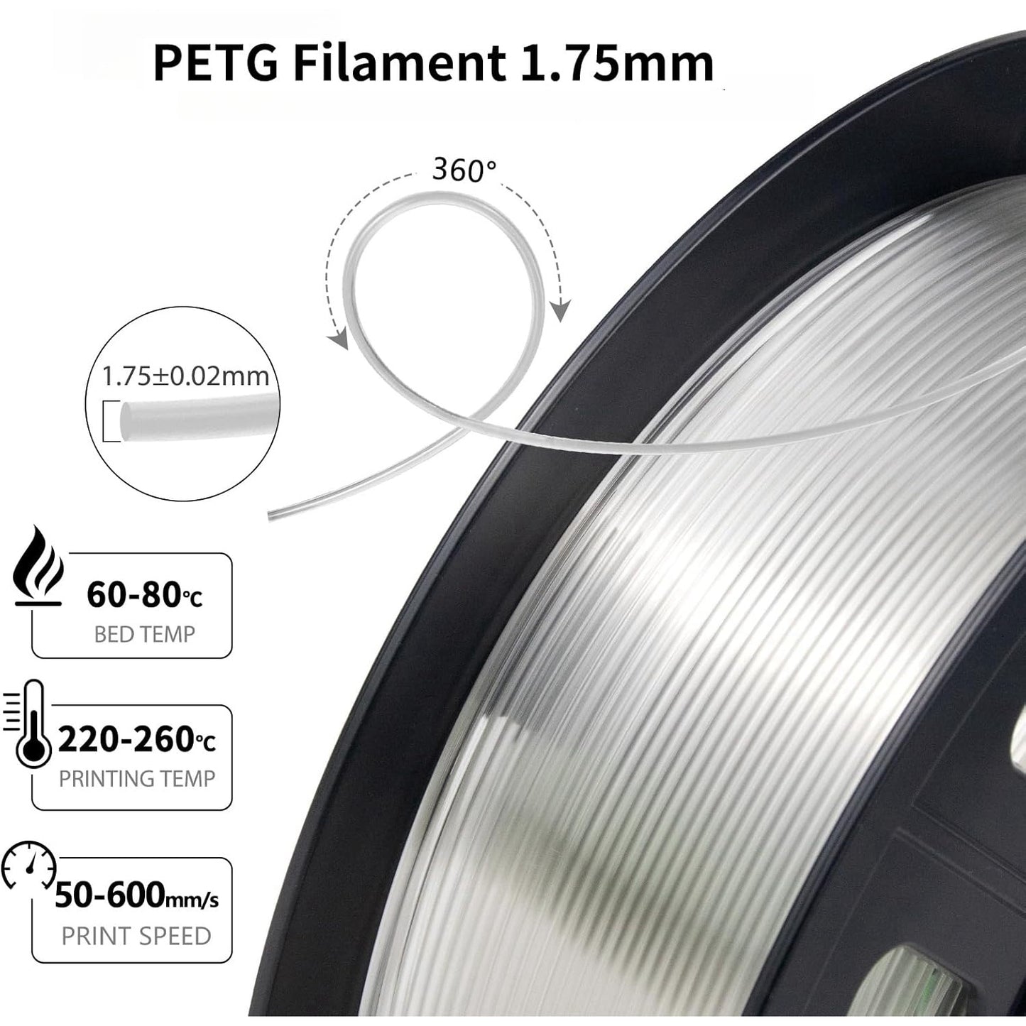 Translucent PETG 3D Printer Filament